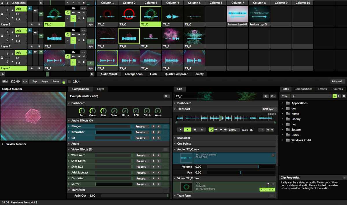A screenshot of the Resolume Dashboard