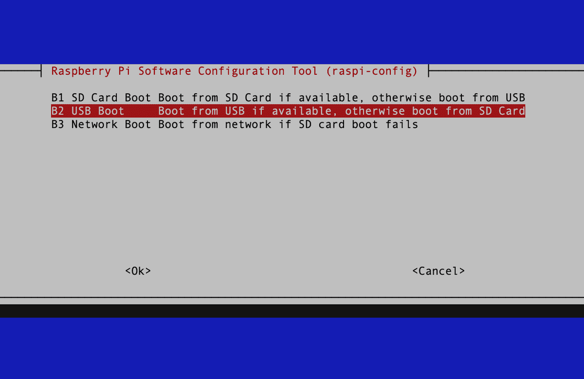 Selecting USB Boot from Raspi-Config